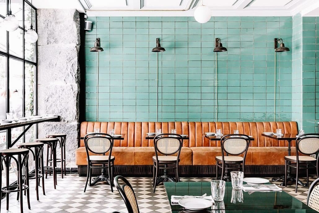 Lindo restaurante que investiu nos booths para restaurante
