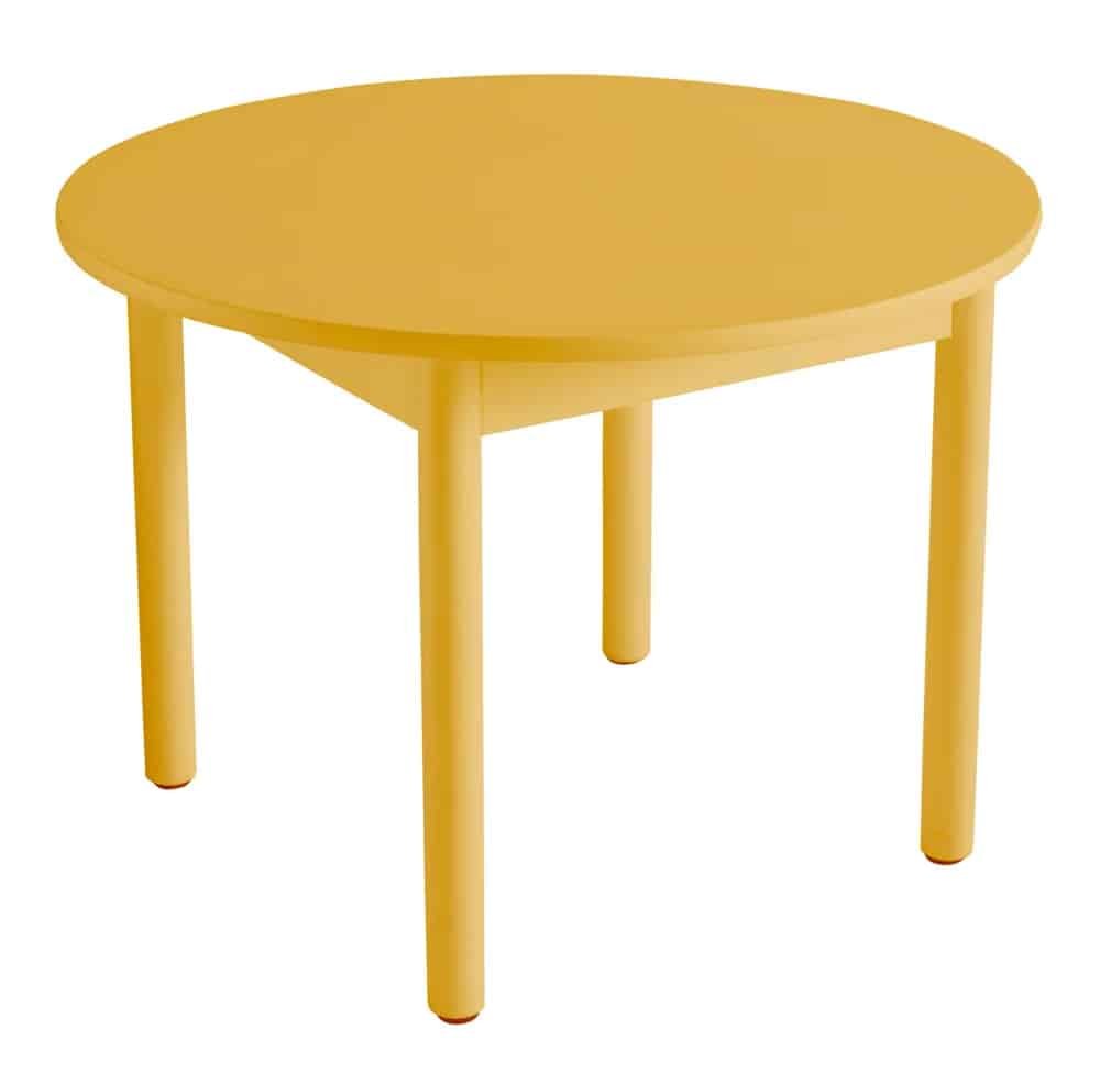 Imagem da Mesa Fun Kids da Thonart como a melhor mesa infantil, com design de tampo arredondado e cor amarela.